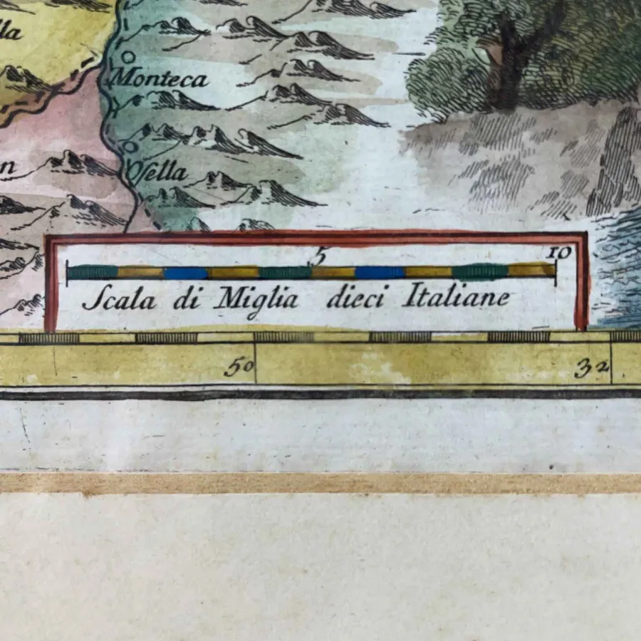 obrazek 4 Antyczny druk z mapą geograficzną terytoriów Pawii, Lodi i Piacenzy z XVIII wieku
