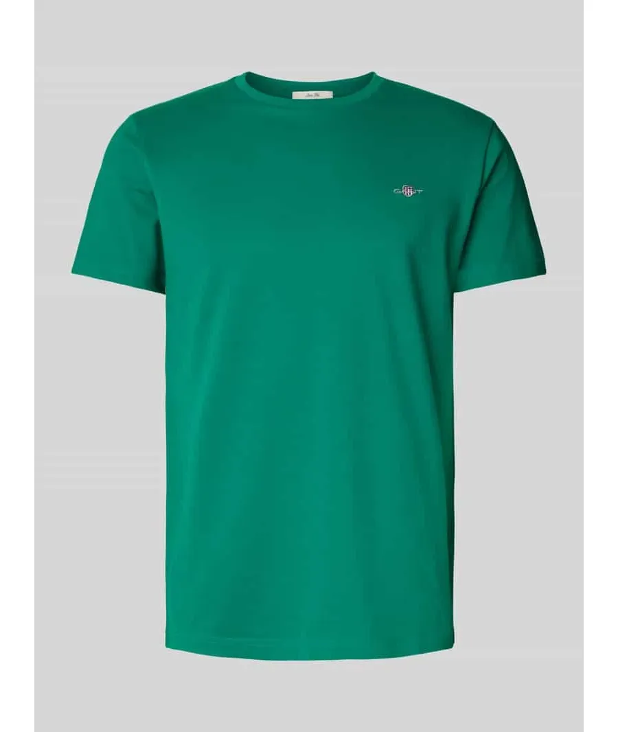 obrazek 1 T-shirt o kroju slim fit z wyhaftowanym logo