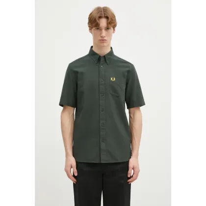 Zdjęcie Fred Perry koszula bawełniana męska kolor zielony regular z kołnierzykiem button-down M8730.X89