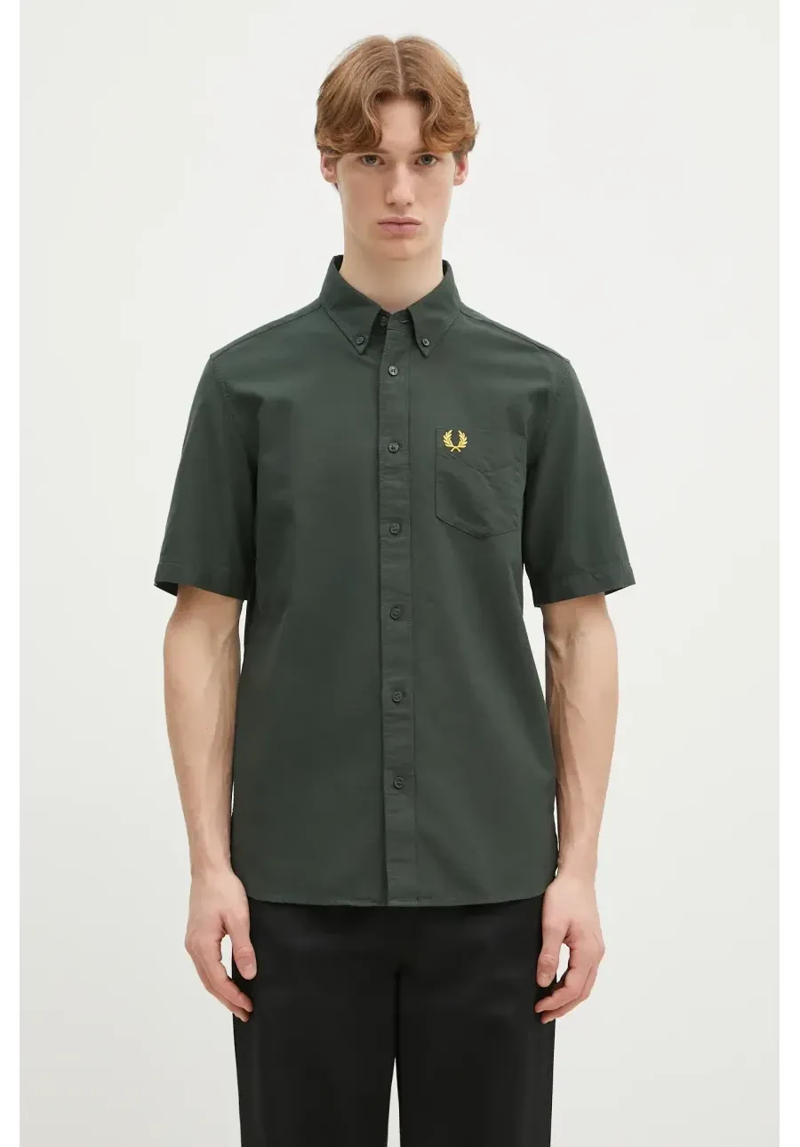 obrazek 1 Fred Perry koszula bawełniana męska kolor zielony regular z kołnierzykiem button-down M8730.X89