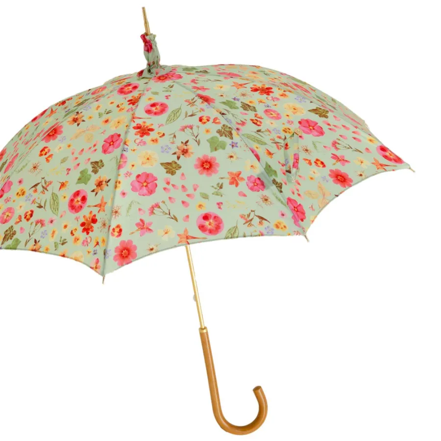 obrazek 6 Piękny stylowy zielonkawy parasol damski zdobiony motywem kwiatowym – Pasotti
