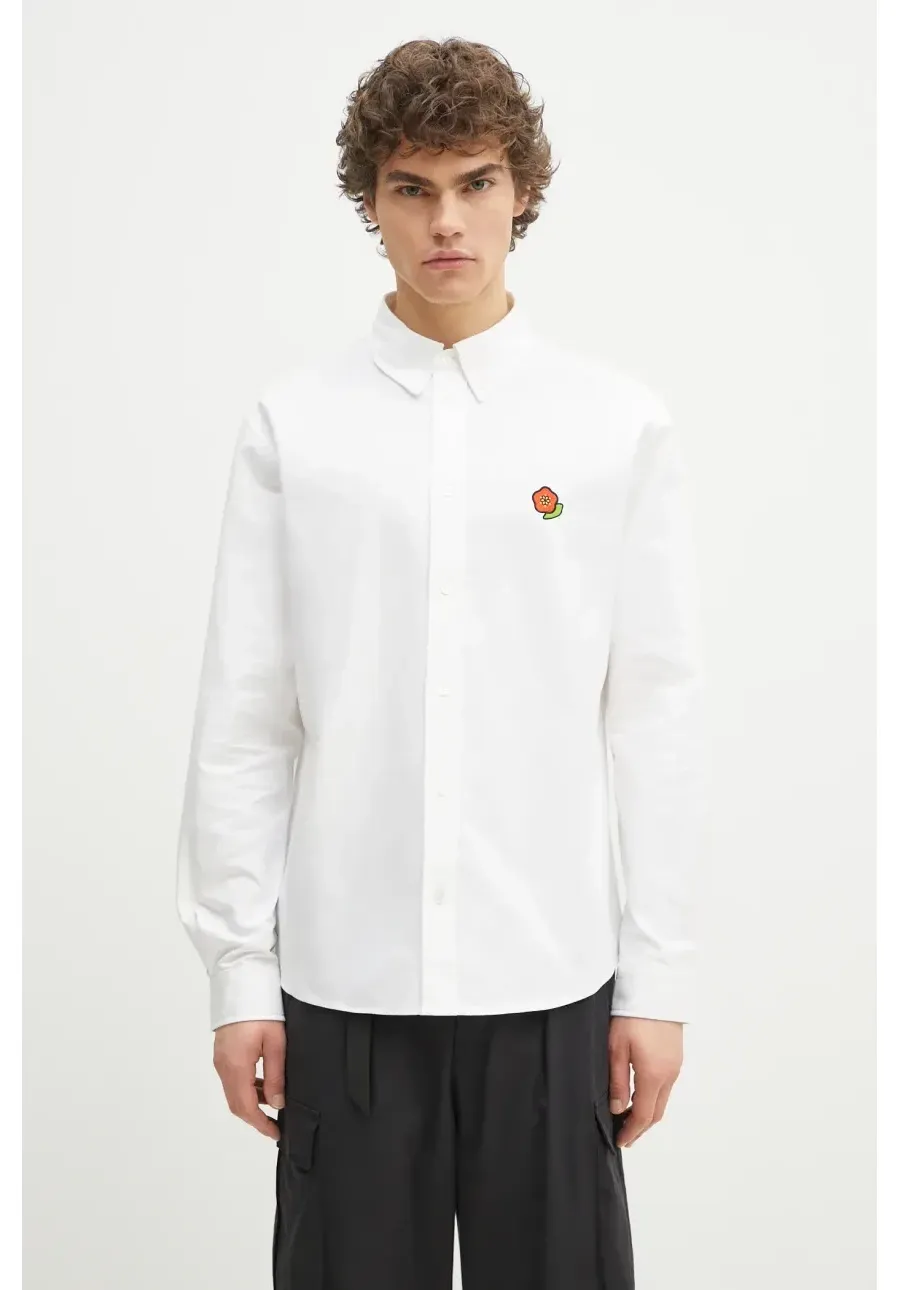 obrazek 1 Kenzo koszula bawełniana męska kolor biały regular z kołnierzykiem button-down FF55CH4109LO.01