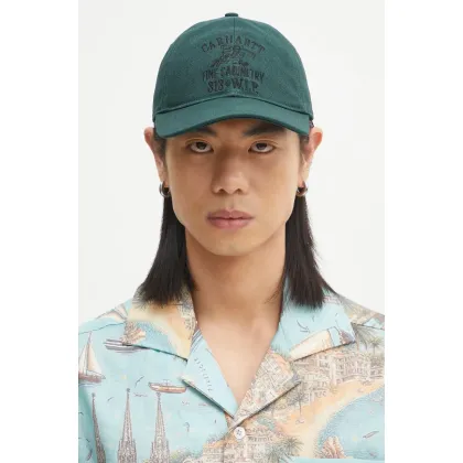 Zdjęcie Carhartt WIP czapka z daszkiem bawełniana Cabinetry Cap kolor zielony z aplikacją I034749
