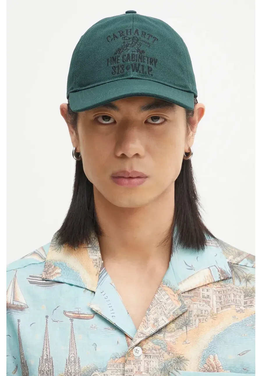 obrazek 1 Carhartt WIP czapka z daszkiem bawełniana Cabinetry Cap kolor zielony z aplikacją I034749