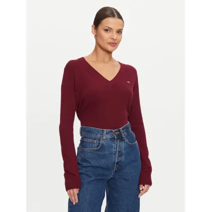 Zdjęcie Tommy Jeans Sweter Essential DW0DW18670 Bordowy Regular Fit