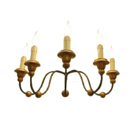 Zdjęcie Antyczny kinkiet z żelaza z 5 lampkami z podwójną spiralą