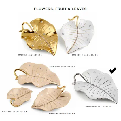 Zdjęcie Elitarny duży liść z łańcuszkiem, biel i platyna - Bruno Costenaro