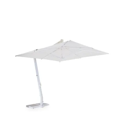 Zdjęcie Kwadratowy biały parasol Salento z aluminium do ogrodu lub na taras