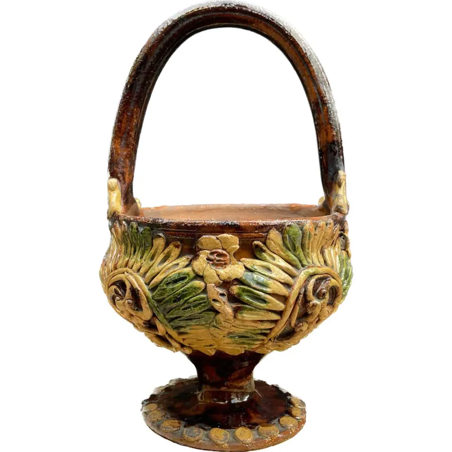 obrazek 2 Kociołek z uchwytem ceramicznym Val di Chiana z XIX wieku