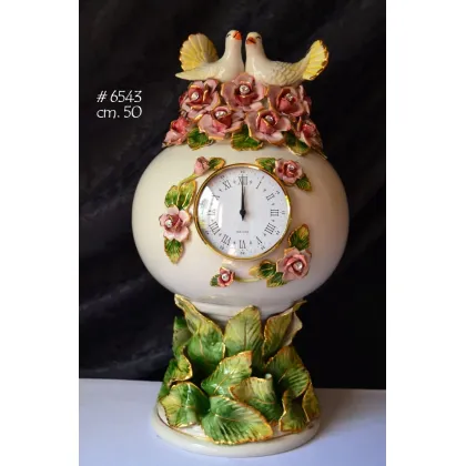 Picture Ceramic clock decorated with doves and roses