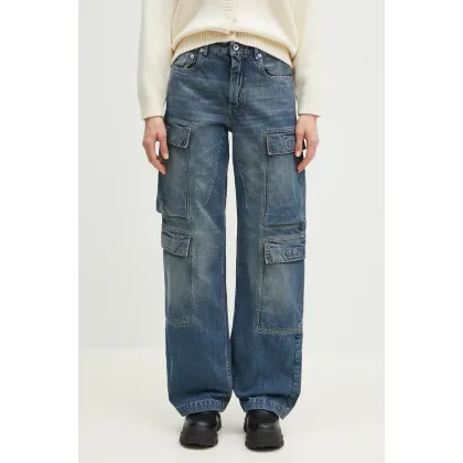 Zdjęcie Rick Owens DRKSHDW jeansy Double Cargo damskie high waist DS01E3308.DWB