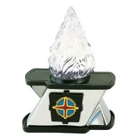 Zdjęcie Elektryczny ścienny znicz metalowy na grób z krzyżem