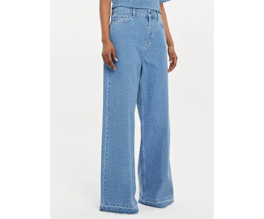 obrazek 1 Custommade Jeansy Oteca Dots 999449608 Niebieski Wide Leg