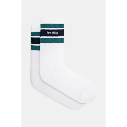 Zdjęcie Sporty & Rich skarpetki Serif Logo Striped kolor biały AC004516300WH27