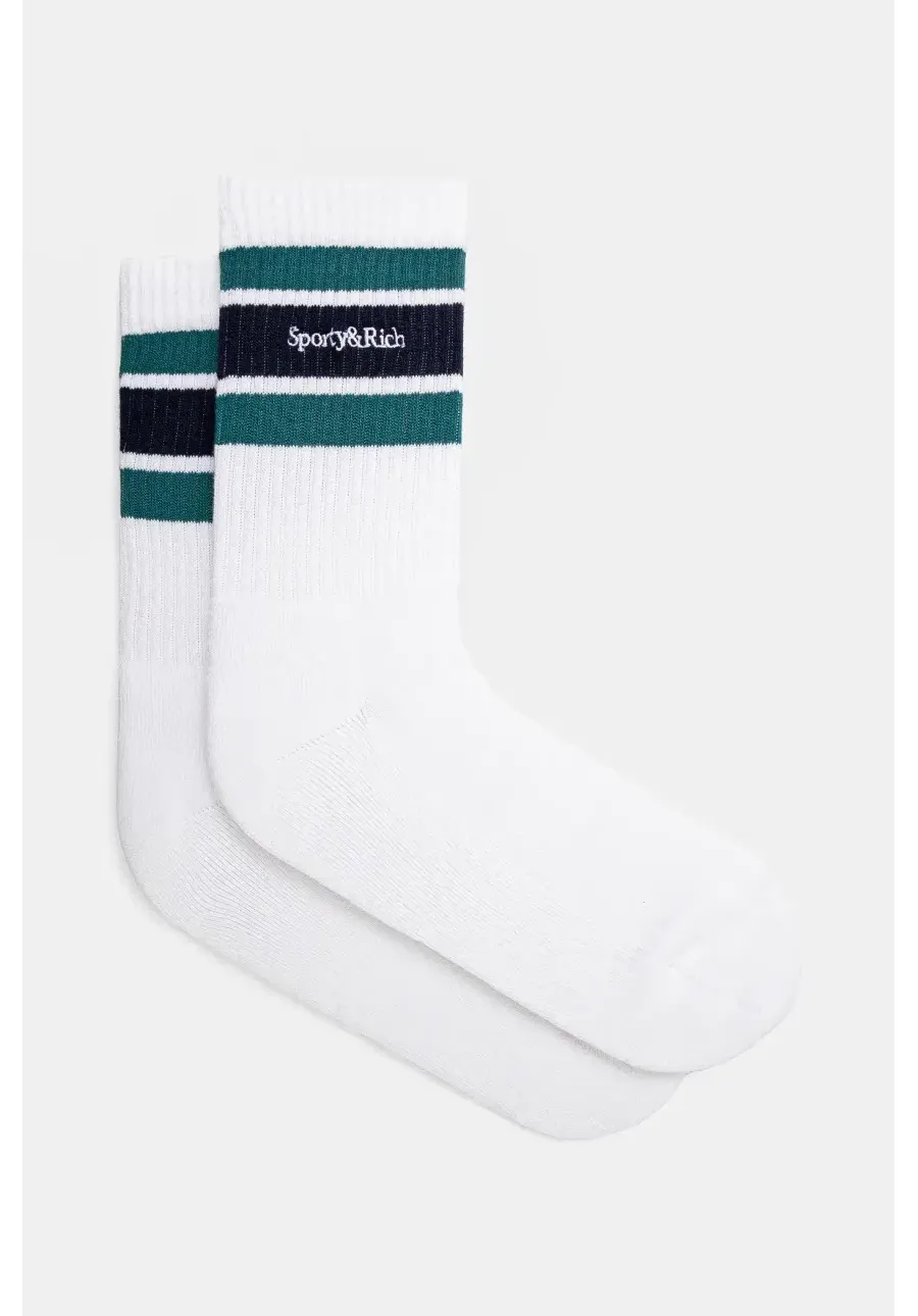 obrazek 1 Sporty & Rich skarpetki Serif Logo Striped kolor biały AC004516300WH27