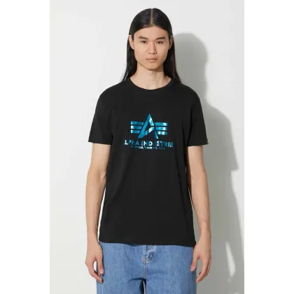 Zdjęcie Alpha Industries t-shirt bawełniany kolor czarny z nadrukiem