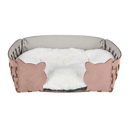 Zdjęcie Stylowe skórzane legowisko dla kota 45x30xH15 cm w kolorze złamanego różu