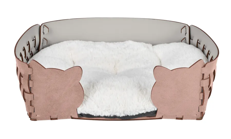 obrazek 1 Stylowe skórzane legowisko dla kota 45x30xH15 cm w kolorze złamanego różu