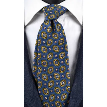 Zdjęcie Krawat prosto z Włoch, w niebieskim kolorze z nadrukowanym wzorem