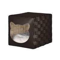 Picture Leather cat house 35x40x35 cm, chocolate color