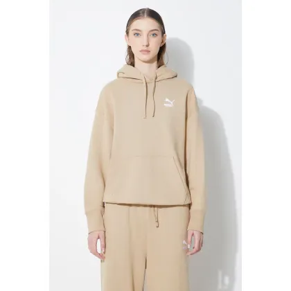 Zdjęcie Puma bluza bawełniana BETTER CLASSIC damska kolor beżowy z kapturem z aplikacją 624227