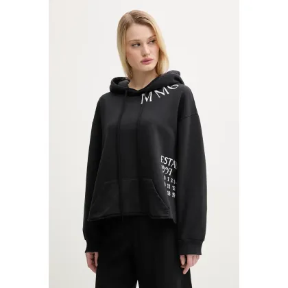 Zdjęcie MM6 Maison Margiela bluza bawełniana damska kolor czarny z kapturem z nadrukiem S52GU0241.M25012