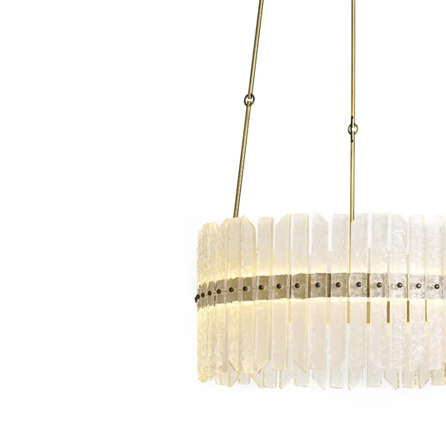 obrazek 2 Lampa wisząca z mosiężną ramą i dekoracyjnymi szklanymi elementami H.30+110xDia.64 cm