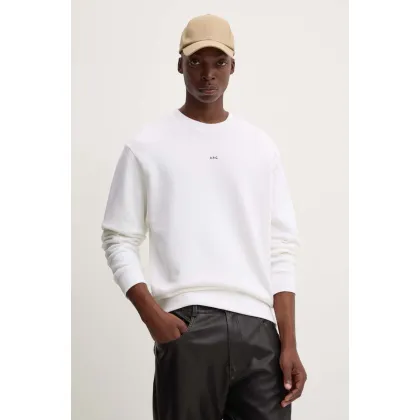 Zdjęcie A.P.C. bluza bawełniana sweat boxy micro logo GOTS męska kolor biały gładka COHBX.H27910