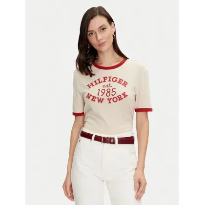 Zdjęcie Tommy Hilfiger T-Shirt Varsity Ringer WW0WW42585 Beżowy Regular Fit