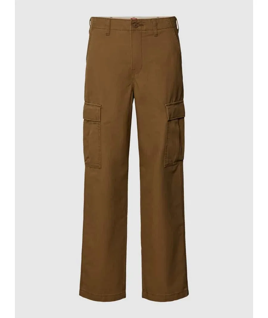 obrazek 1 Spodnie cargo o kroju straight fit w jednolitym kolorze