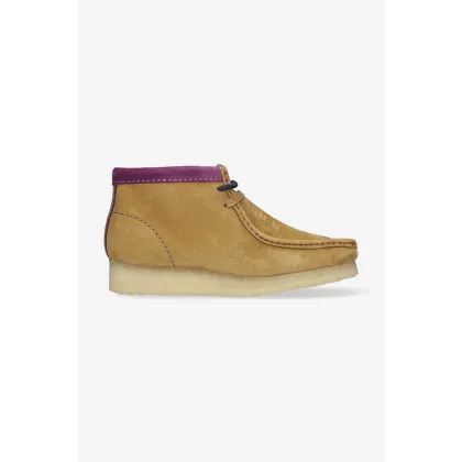 Zdjęcie Clarks Originals mokasyny zamszowe Wallabee Boot damskie kolor brązowy na płaskim obcasie 26167961