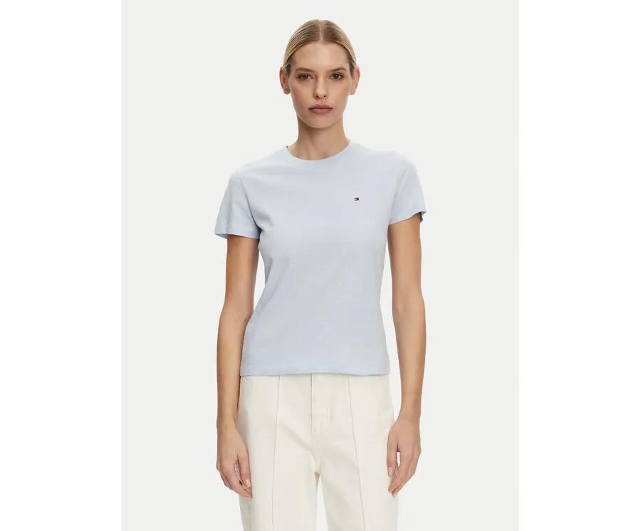 obrazek 1 Tommy Hilfiger T-Shirt Slub WW0WW44433 Błękitny Slim Fit