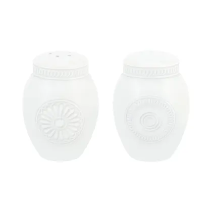 Zdjęcie Porcelanowy zestaw – solniczka i pieprzniczka Ornament z białym rzeźbiarskim ornamentem - Vista Alegre
