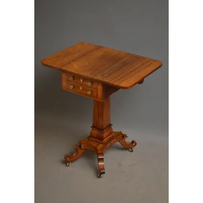 Zdjęcie Stół opadający, w regencyjnym stylu, z drzewa różanego, z inkrustowanym sznurkiem - antyk