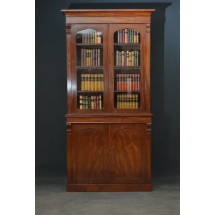 Zdjęcie Wysokiej jakości regał na książki z mahoniu - antyk