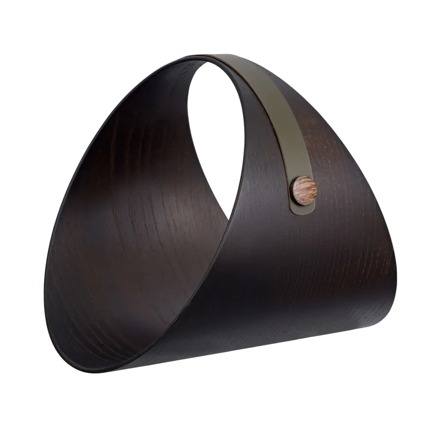 obrazek 1 Oryginalny stojak na drewno do kominka lub czasopisma Ø36 cm z drewna wenge