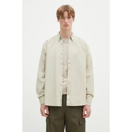 Zdjęcie Carhartt WIP koszula bawełniana Longsleeve Bolton Shirt męska kolor beżowy regular z kołnierzykiem button-down I030238.2LPGD