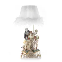 Zdjęcie Włoska barokowa lampa - figura pary grającej na instrumencie wykonana z ceramiki - Ceramiche ML