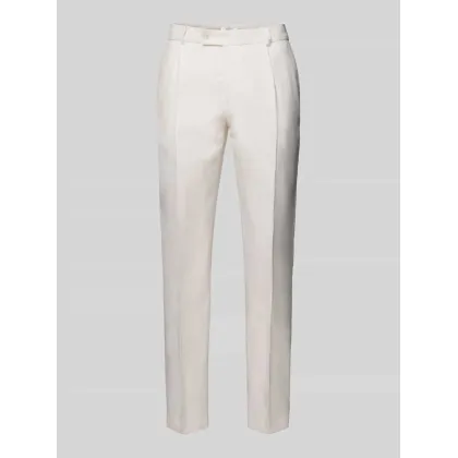 Zdjęcie Spodnie o kroju slim fit z zakładkami w pasie i fakturowanym wzorem model ‘Peter’