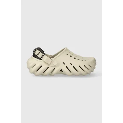 Zdjęcie Crocs klapki Echo Clog damskie kolor beżowy na platformie 207937