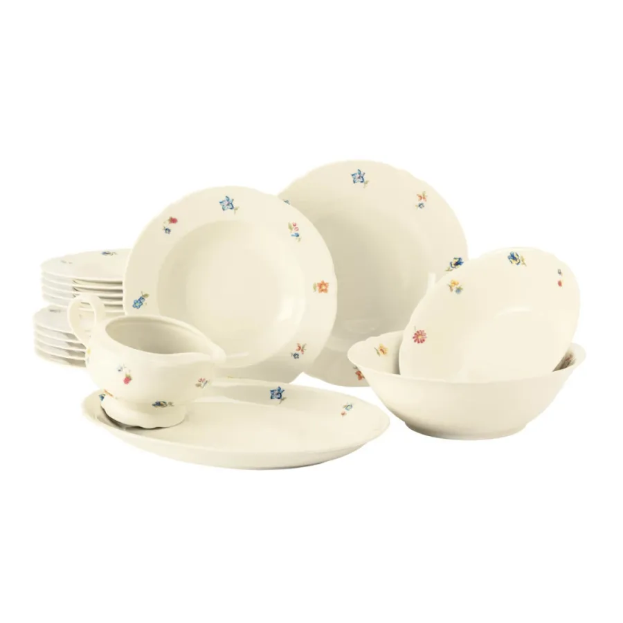 obrazek 1 Piękny porcelanowy 16-elementowy zestaw obiadowy w stylu klasycznym - Seltmann Weiden