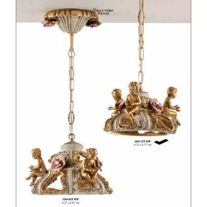 Picture Unusual chandelier with flowers and angels 57x23 - Valle d'oro Patchi
