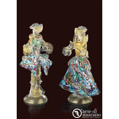 Zdjęcie Gustowna wenecka dama i rycerz z kolekcji Goldoniego ze szkła Murano