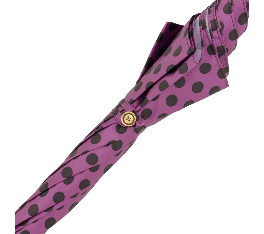 obrazek 6 Stylowy purpurowy parasol damski w czarne kropki - Pasotti
