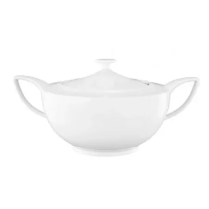 Zdjęcie Luksusowa biała porcelanowa waza z pokrywką o nowoczesnym kształcie – Tettau