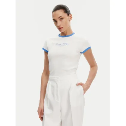 Zdjęcie Tommy Hilfiger T-Shirt WW0WW44581 Écru Slim Fit