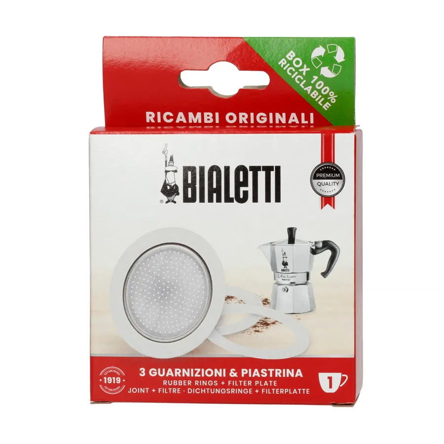 obrazek 1 Bialetti - Uszczelka (3 szt.) + sitko do kawiarek aluminiowych Bialetti 1tz BIALETTI