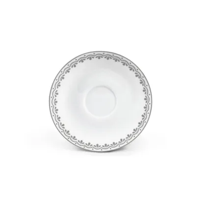 Zdjęcie Elegancki spodek do filiżanki do espresso zdobiony delikatnym szarym motywem – wariant 2 – Leander