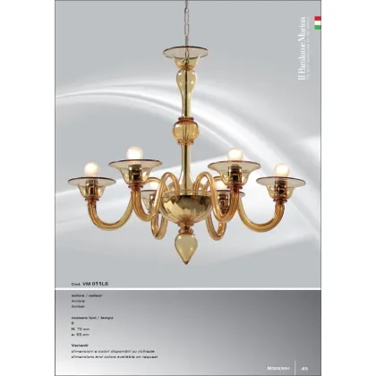 Zdjęcie Luksusowy żyrandol z sześcioma światłami w kolorze bursztynu - Il Paralume Marina