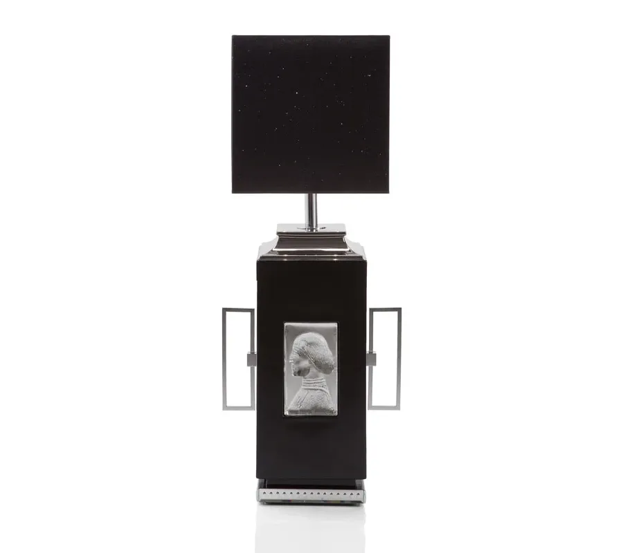 obrazek 1 Czarna lampa biurkowa C80 z ręcznie wykonaną kameą